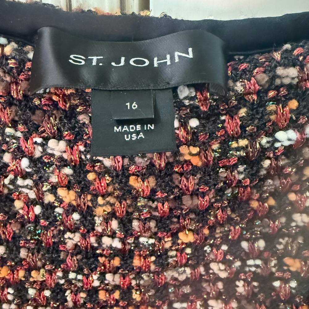 St. John Black and Red Tweed Pencil Skirt - Picture 2 of 3